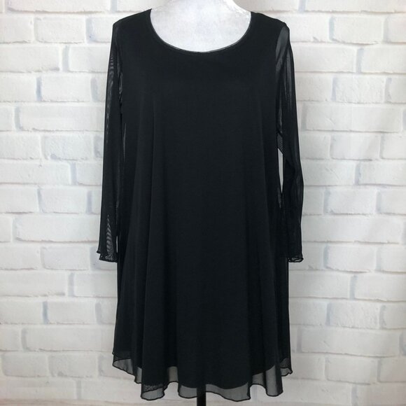 Comfy USA Mia Tunic Size M Black Mesh 3/4 Sleeve - Picture 1 of 7
